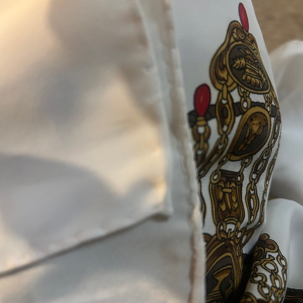 Hermes Gold and Brown Emblem Scarf - Picture 5 of 9